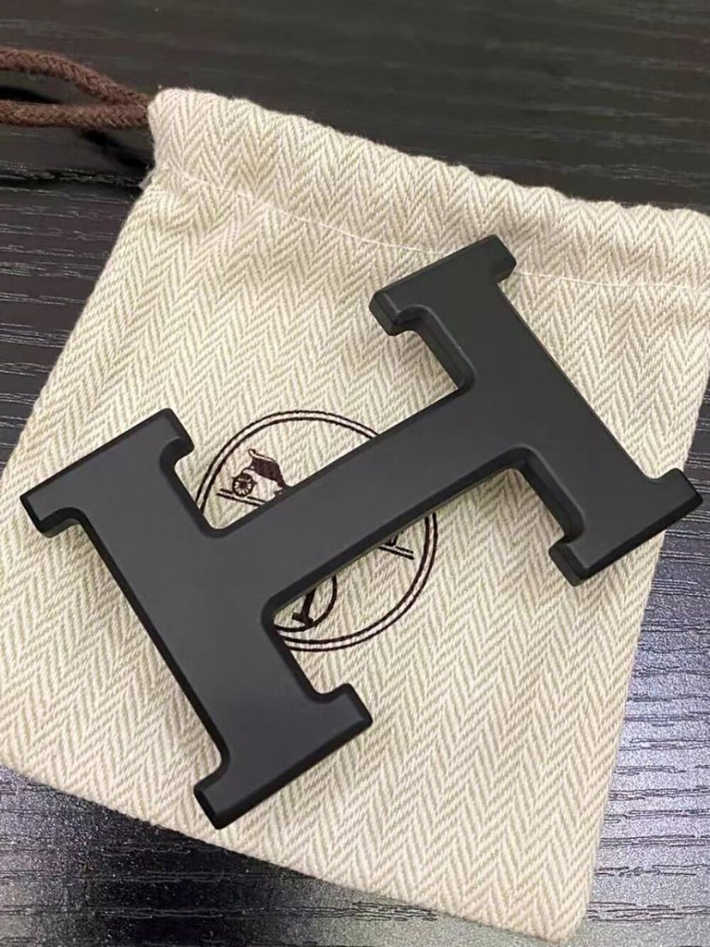 Hermes Matte Black Oversized H Buckle For 3.8cm Width Leather Belts